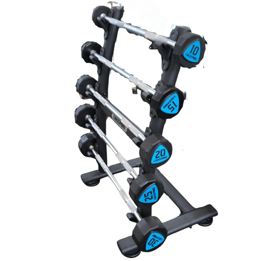 12-Sided Urethane Fixed Straight Barbells Set with Rack