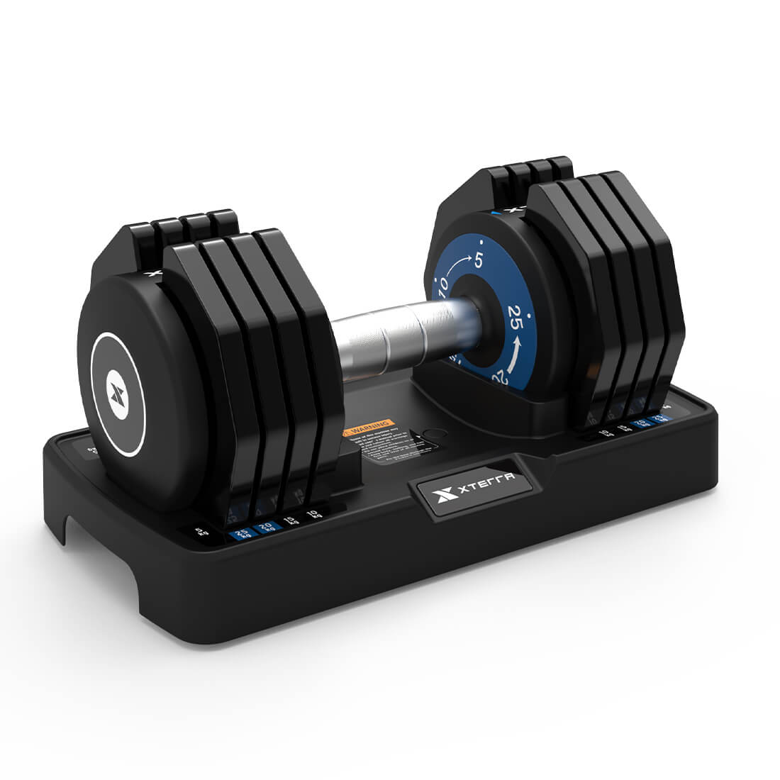 Xterra Adjustable Dumbbells 5-25Kg Set with Stand